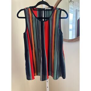 Dalia Multicolor Pleated Striped Blouse Women’s XL